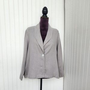 Christopher Calvin Linen Relaxed Lagenlook Boho Blazer Lightweight Gray Sz L